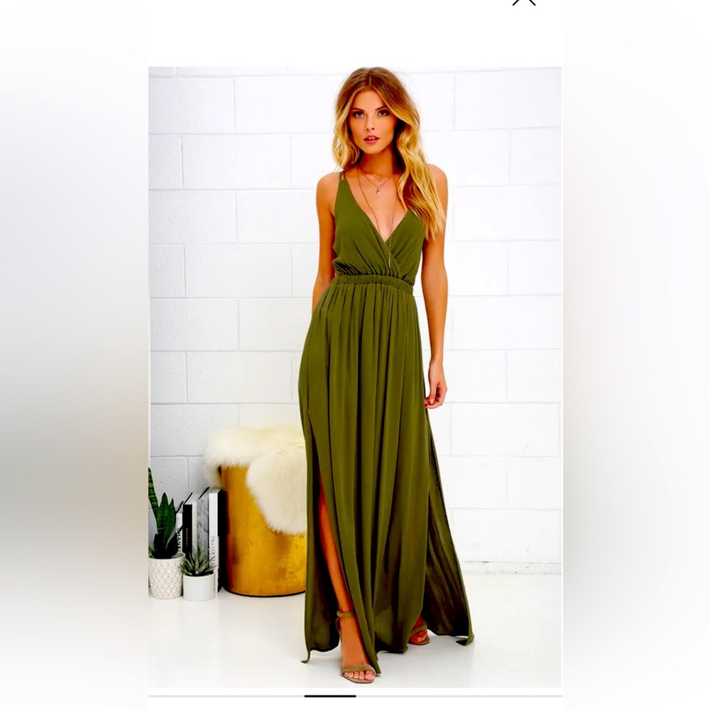 Lost in Paradise Olive Green Maxi Dress
Lulus